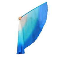 Drapeaux en soie Nayaking Ailes d'Ange avec tiges, bannière en soie translucide semi-circulaire peinte à la main, légère et fluide comme des plumes