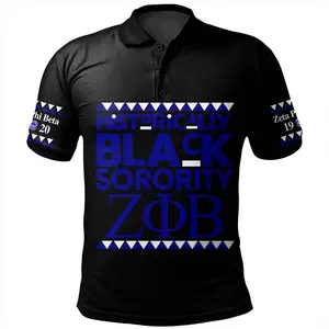 Custom Polo Shirt for Men Zeta Phi Beta I Am History Print Short Sleeve Golf Shirt Breathable Comfortable T Shirt OEM Slim Tee