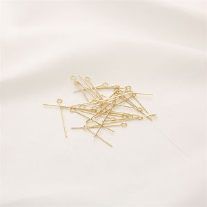 보석용 9자형 아이핀 18K 금도금 아이헤드 핀 비딩핀 색상 보존 황동 재료 - Product Image 3