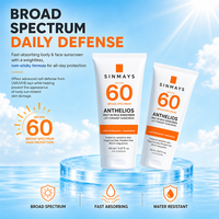 Crème solaire SPF60 à large spectre PA++++ Protection UV invisible Hydratante Imperméable Résistante à la transpiration Légère