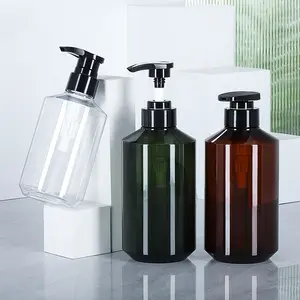 Boş şeffaf Amber plastik vücut losyonu PP HDPE Petg sprey şişeleri kozmetik şampuan eğimli omuz ile pompa şişeleri