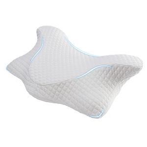 Almohada de espuma viscoelástica con forma de mariposa, blanca, acolchada, firmeza media, soporte cervical para adultos, uso doméstico - Product Image 1