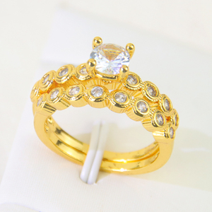 Anillos Apilables de Lujo con Circonita de Dubái, Chapados en Oro de 21k, Diseño Italiano, Anillos de Compromiso y Boda para Parejas - Product Image 5