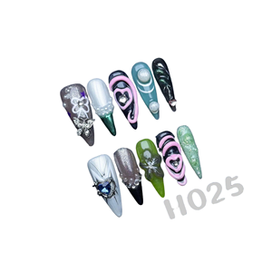 <span class=keywords><strong>Ongles</strong></span> à presser en acrylique style français, couvrance totale, forme stiletto, <span class=keywords><strong>avec</strong></span> pointes longues, lot de 10 pièces, colle incluse pour application sur les doigts - Product Image 4