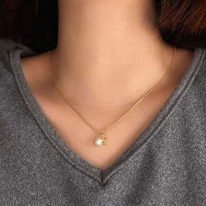 Hypoallergenic Women's 18K Gold Plated Trendy Star Pendant <b>Pearl</b> <b>Earrings</b> <b>Necklace</b> Jewelry Set - Product Image 4