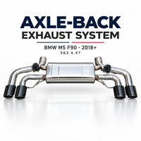 Système d'échappement arrière pour M5 F90 S63 4.4T (2018+) avec embouts quadruples en acier inoxydable poli miroir, épaisseur 1,5 mm, garantie 1 an