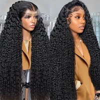 Perruque en cheveux humains indiens naturels, Lace Frontale HD, longueurs 30-40 pouces, style Deep Wave, sans colle, avec baby hair