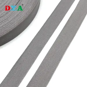 Cinta de algodón de encuadernación al bies doblada doble personalizada 2cm gris doble espiga sarga cinta de algodón para costura de bordes de ropa