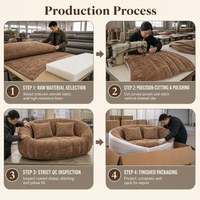 Canapé rond texturé marron surdimensionné avec coussins capitonnés, style moderne pour salon, vente en gros, directement de l'usine
