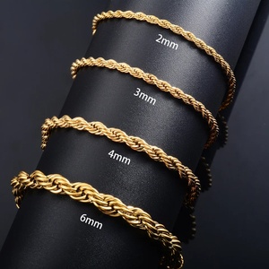 Pulsera y Brazalete de Cadena de Cuerda de Acero Inoxidable para Mujer y Hombre, Joyería de Metal en Color Oro/Plata, Accesorios de Moda, Regalo DIY - Product Image 4