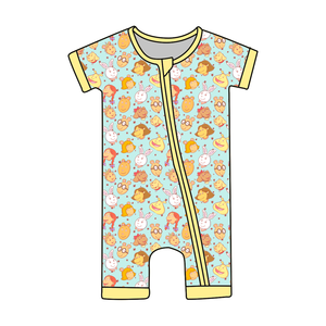 봄 핫 세일 동물 패턴 지퍼 폐쇄에 대 한 공주 아기 짧은 소매 아기 지피 잠옷 - Product Image 6