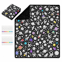 Couverture à colorier DIY de qualité supérieure, super douce, pour adultes et enfants, avec marqueurs lavables, en velours peluche, vente en gros, OEM personnalisé