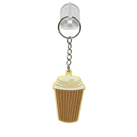 Porte-clés en PVC en forme de tasse à café écologique, personnalisé avec logo imprimé en typographie, pour café, cadeau promotionnel, vente en gros
