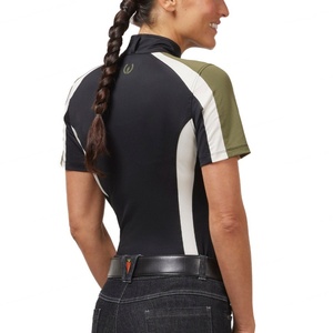 UPF+ 40 Sun Protection Horse Riding Short Sleeve Stretchy T Shirts Quarter <b>Zip</b> Tight Horseback Shirts Equestrian Clothing - Product Image 3