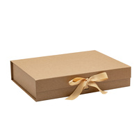 Coffret cadeau pliable en papier kraft rigide, avec couvercle magnétique, personnalisé et design de ruban, 50mm