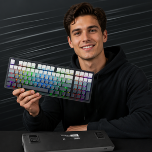 لوحة مفاتيح ميكانيكية لاسلكية Zornher ZH980 باللون الأسود والأبيض الكريمي مع لوحة أرقام للألعاب والعمل المكتبي - Product Image 4