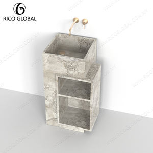 Mueble de Baño Moderno y Lujoso con Pedestal de Piedra Natural Empalmada y Lavabo de Cerámica - Product Image 4