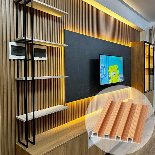 Decorative Wood Grain Indoor Wpc Wall Panel Wood Slat Wall Timber Cladding 160*24Mm Fluted Wall Cladding