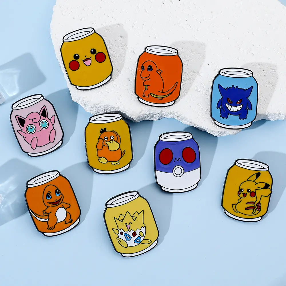Groothandel Cartoon Anime Zip-Top Kan Zak Monster Metalen Pinnen Broche Hoed Kleding Tas Decoratieve Emaille Badge
