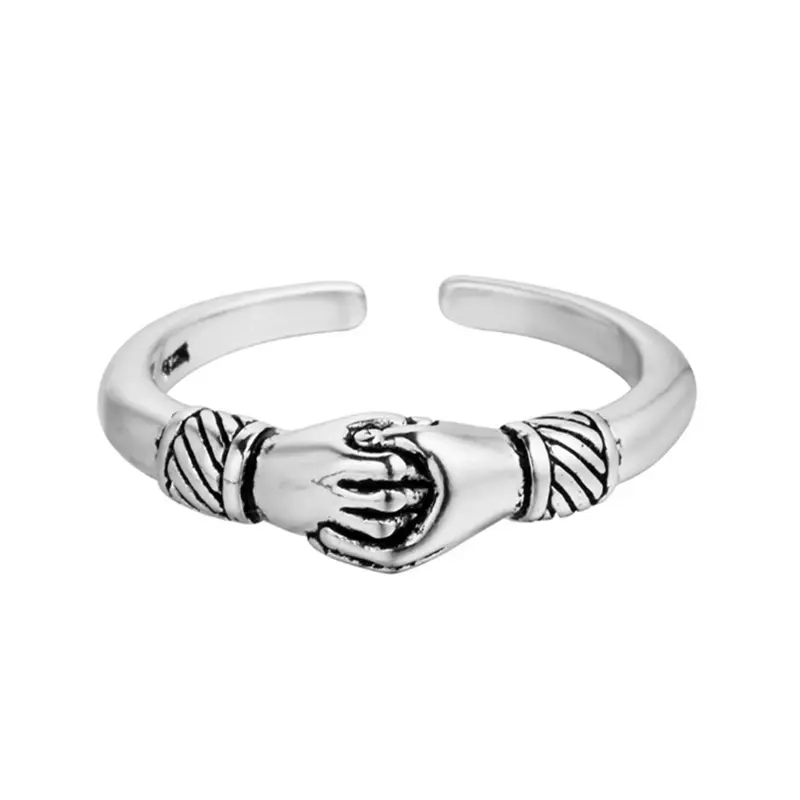 Hanpai New Design Creative Handshake Copper Ring Adjustable Opening Ring Wholesale Hand Ring