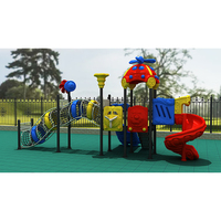 Ensemble de jeux d'aventure avec toboggans doubles en acier et en plastique, jeux interactifs et éléments d'escalade pour le jardin et l'école, amusement en plein air