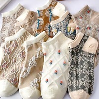 Chaussettes courtes rétro en tricot 3D respirantes et polyvalentes de style japonais pour femme, collection automne/hiver (Livraison directe)