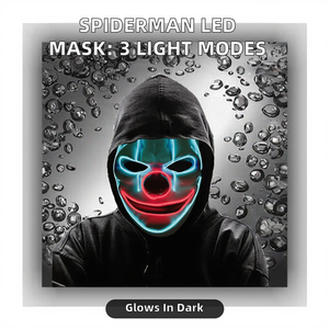 Máscara LED <span class=keywords><strong>de</strong></span> PVC <span class=keywords><strong>de</strong></span> <span class=keywords><strong>Spiderman</strong></span> para Halloween <span class=keywords><strong>de</strong></span> RaveNeon, máscaras <span class=keywords><strong>de</strong></span> fiesta con iluminación, 3 modos <span class=keywords><strong>de</strong></span> iluminación, baterías reutilizables incluidas para <span class=keywords><strong>disfraces</strong></span> - Product Image 2