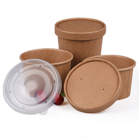 Biodégradable Jetable À Emporter Fast Food Emballage Soupe Chaude Congélateur Papier Contenants Alimentaires Bol En Papier Kraft Tasse À Soupe Avec Couvercle