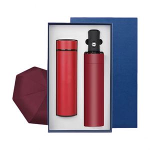 Coffrets cadeaux promotionnels personnalisés IStapromo avec logo, publicité, meilleures ventes 2020, ensemble cadeau 2 en 1 : tasse isotherme et parapluie pour le bureau - Product Image 1