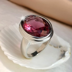 Anello con texture fucsia, gioielli retrò da donna per tutti i giorni, idee regalo - Product Image 6