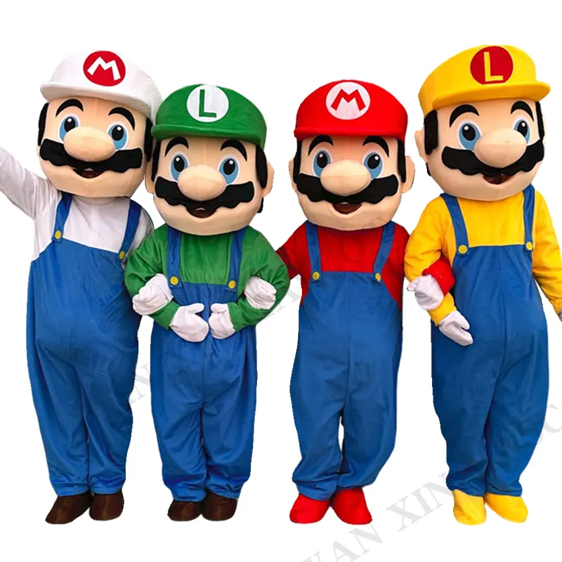 Super Mario Mascot traje personagem dos desenhos animados Mario Luigi traje Cosplay para adulto mascote inflável