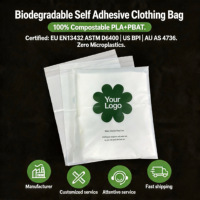 Sacs en polyéthylène 100% compostables et biodégradables, écologiques, transparents, refermables, autocollants, avec logo pour t-shirt
