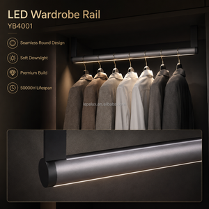 Système d'éclairage intégré pour tringle de penderie LED, éclairage de rail suspendu pour armoire moderne, éclairage intérieur YB4001-0 - Product Image 1