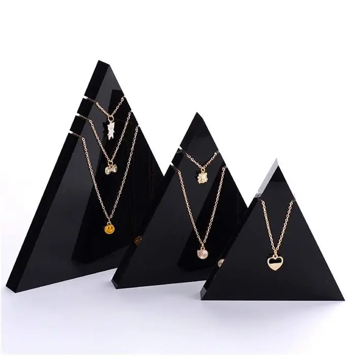 Premium Grade Material Trade Show Store Gallery Photo Props Exhibition Black Acrylic Necklace Jewelry Display Stands