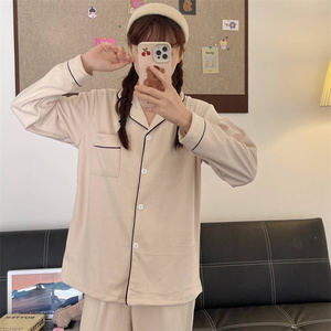 Manufacturers Wholesale Black Lapel Sleeved Women's Sleepwear Sets Long <strong>Pyjama</strong> Woman <strong>Thermal</strong> for Spring Autumn Nighttime Use - Product Image 6