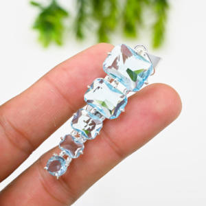 Design Handmade Sterling Silver Pendant <b>Blue</b> Topaz Gemstone Bohemian Fashion Jewelry for Wedding Engagement Party Perfect Gift - Product Image 1