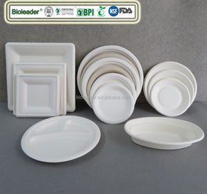 Piring Pesta Persegi Bagasse Putih Sekali Pakai Ramah Lingkungan Biodegradable 6 8 10 Inci - Product Image 5