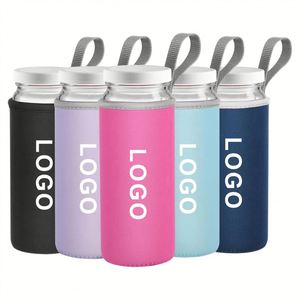 Vente en gros d'usine, gobelet en verre portable unisexe anti-chute avec manchon en néoprène et logo personnalisé - Product Image 1