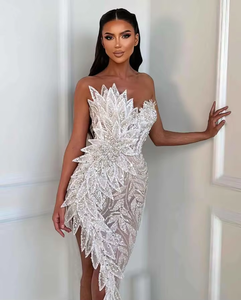 Vestido de Fiesta Elegante Antiestático de Satén con Estampado Digital Vintage, con Encaje, Cristales, Flores y Perlas - Product Image 4