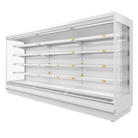 Vitrine réfrigérée commerciale multi-étagères à refroidissement par air ouvert pour supermarché avec contrôle numérique de la température et 4 étagères