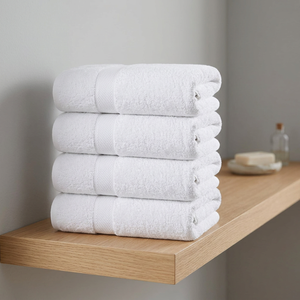 Ensemble de serviettes de bain en tissu éponge blanc ORCHID, douces, absorbantes, tissées, couleur unie, serviettes d'hôtel bio - Product Image 1