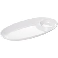 Assiette à dîner divisée en mélamine de 10 pouces avec logo personnalisé, avec des plats à sauce, forme ovale, pour les boulettes, les collations, pour les restaurants, les hôtels, l'usage familial