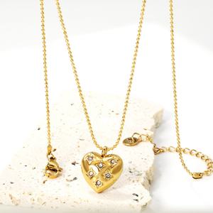 Nouvelle tendance, collier avec pendentif en forme de cœur en zircon éclatant, plaqué or 18 carats, en acier inoxydable, bijoux pour la Saint-Valentin pour femmes - Product Image 4
