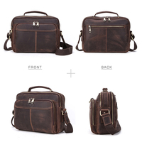 Bolso Bandolera de Cuero Crazy Horse Vintage para Hombre, Bolso de Hombro de Gran Capacidad, Bolso Mensajero Lateral de Cuero de Lujo