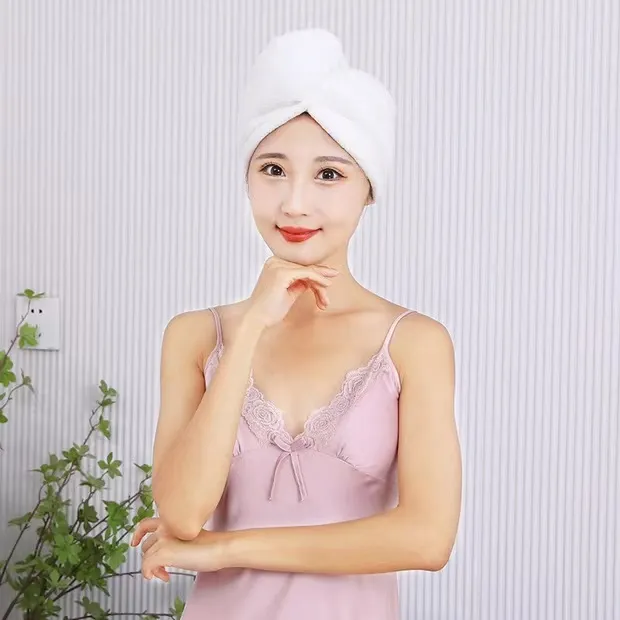 Shower spa head wrap hair drying hat turban microfiber terry dry hair towel