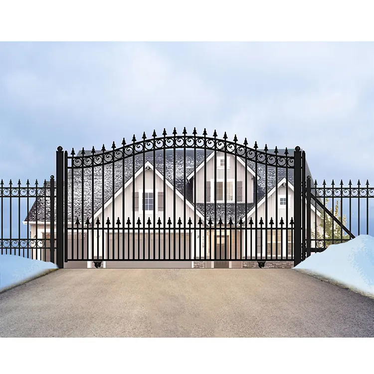 ハウスヴィラ最新アーチスチール製メインゲートドアデザイン写真カタログモダンで美しい鉄管グリルゲートデザイン