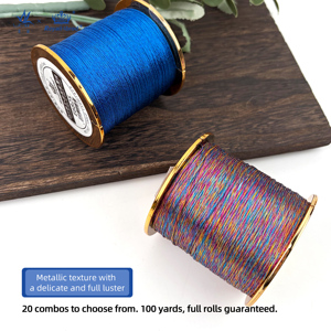 <span class=keywords><strong>Fil</strong></span> à broder métallique MET PET, bobine grande taille, 3 couleurs, combinaisons optionnelles pour la <span class=keywords><strong>broderie</strong></span>, le point de croix et les travaux de couture - Product Image 2