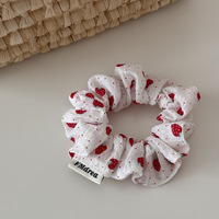 Moeder En Dochter Collectie Mooie Rode Aardbei Print Stof Haar Scrunchies Schattige Polka Dot Fruit Patroon Haarband