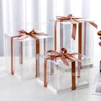 Pochettes biodégradables personnalisées noires transparentes de 6 pouces avec poignée gaufrée et ruban simple/double à volants pour cadeaux de luxe, pâtisseries et anniversaires
