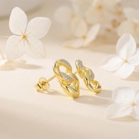 Pendientes de Plata de Ley 925 YILUN, Chapados en Oro, Diseño Geométrico de Círculos Entrelazados, con Circonitas, para Mujer, de Lujo, para Boda